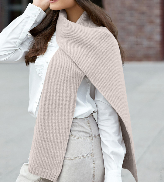 Ekskluzywny szalik damski, wełniany, Viveka, beżowo-szary jasny (2)