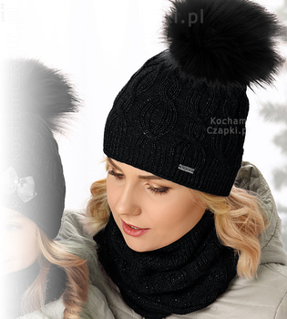 Elegancka czapka damska, komplet z kominem Sansa D, rozm. 54-56 cm