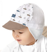 Czapka z daszkiem dla chłopca, wiązana, biały+brąz, Kekere, 49-51 cm