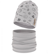 Czapka i komin dla chłopca, komplet wiosenny/jesienny, Loapo, szary, 52-54 cm