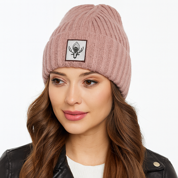 Czapka damska, zimowa, wrzosowy róż, Wenila, 55-60 cm