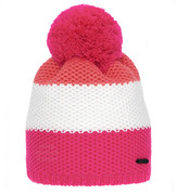 Czapka zimowa z pomponem, sportowa, kolorowa, Ranuto, róż + biały, 54-56 cm