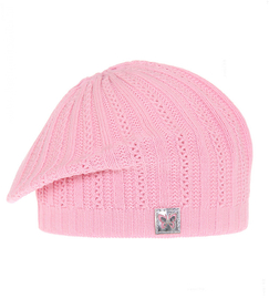 Beret dla dziewczynki, wiosenny/jesienny, różowy jasny, Iluna, 50-54 cm