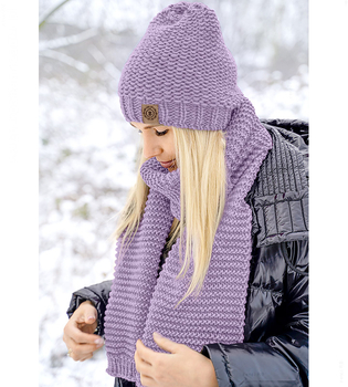 Damski zimowy komplet, czapka z polarem i długi szal, GISELE rozm. 54-56  cm
