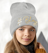 Czapka dziewczęca, beanie jesienno-zimowa, Blogerka, szary, 52-56 cm