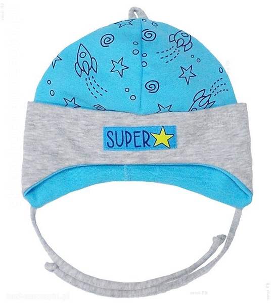 Czapka wiosenna / jesienna chłopięca Super Star  turkusowa rozm. 42-46 cm