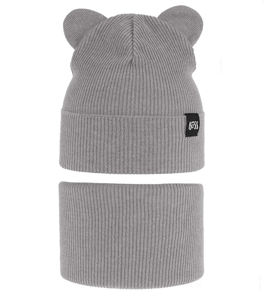 Komplet wiosenny/jesienny dla chłopca, czapka i komin, szary (2), Jragan, 45-49 cm