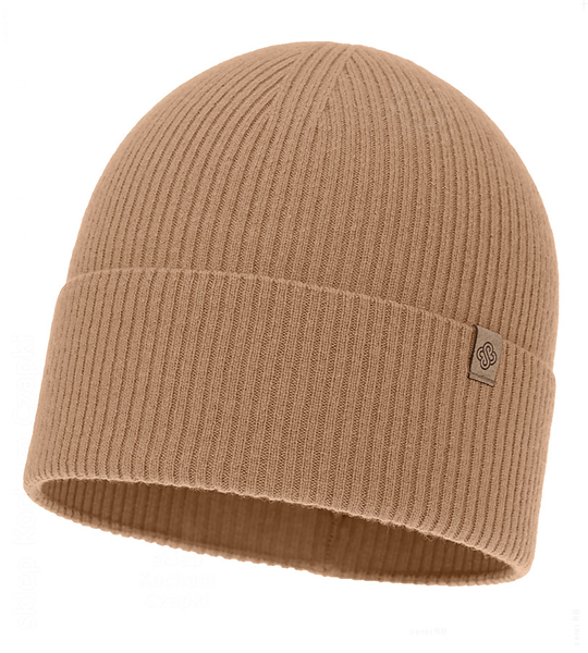 Czapka jesienna, damska, wełna merino z kaszmirem, Nalieta, kamel , 54-57 cm
