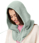 Komin z kapturem damski, kominiarka damska, angora i wiskoza, Farina, miętowy, obw. 55-60 cm