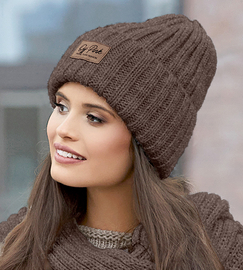 Czapka wełniana damska, Gonnesa, brązowa (J1), 55-60 cm