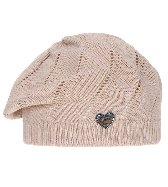 Beret dla dziewczynki wiosenny, beżowy, Dilha, 49-53 cm
