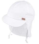 Kapelusz dla dziecka, czapka safari, z muślinu, biała, Leviatto, 43-46 cm
