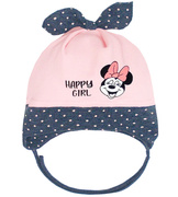Czapka wiosenna-jesienna dla dziewczynki, wiązana, róż pudrowy (2), Musana, 40-44 cm