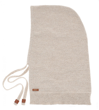 Komin z kapturem damski, kominiarka/kaptur zimowy, Beliza, merino 17%, kremowa, 55-62 cm