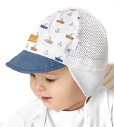 Czapka z daszkiem dla chłopca, z siateczką, wiązana, biały + niebieski, Kekere, 49-51 cm