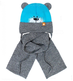 Czapka i szalik dla chłopca, na zimę, z uszkami, Yatin, rozm. 44-47cm