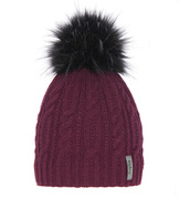 Czapka zimowa damska, warkoczowy wzór, Kamra, bordowa, 55-57 cm