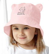 Kapelusz muślinowy dla dziewczynki, Samlean, różowy, 46-48 cm