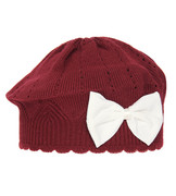 Beret dla dziewczynki wiosenny, bordowy, Crinpessa, rozm. 50-54 cm