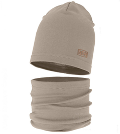 Czapka i komin dla chłopca, komplet wiosenny jesienny, Zrifer, oliwka, 48-50 cm