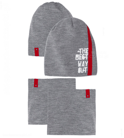 Sportowy komplet czaka i komin Kenichi dwustronny 2w1 rozm. 48-52 cm