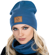 Czapka i komin damski, jesienny/wiosenny, niebieski, Livnea, 55-57 cm