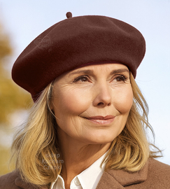 Beret damski zimowy, wełniany, Vineca, brązowy (014), 55-57 cm