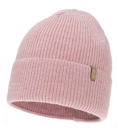 Czapka damska z wełną merino, Hattoe, róż brudny (10), 55-58 cm