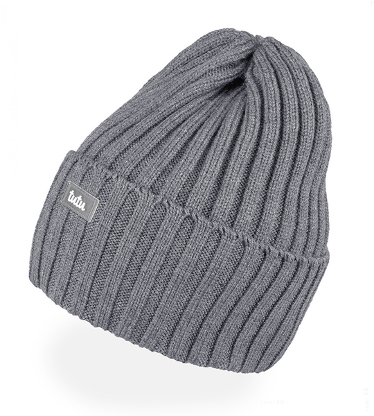 Czapka merino uniwersalna damska/męska, Micaelo, ciemny szary, 56-60cm