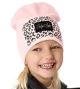 Czapka wiosenna-jesienna dla dziewczynki, pudrowa, Perfect Look, 48-50 cm