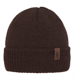 Męska czapka, wełna merino, podszewka polar, Gohan, brązowa, 55-60cm