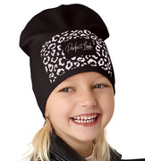 Czapka wiosenna-jesienna dla dziewczynki, czarna, Perfect Look, 52-54 cm