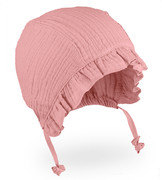 Bonetka z muślinu, czapka na lato dla dziewczynek, róż pąsowy, Cristina, 36-38 cm