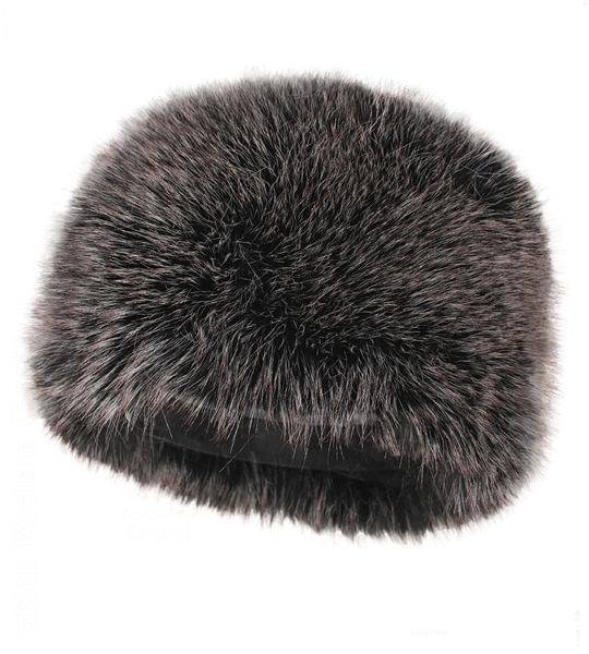 Czapka z futra ekologicznego, zimowy toczek futrzany, Loqly, czarno-brązowy, 56-57 cm