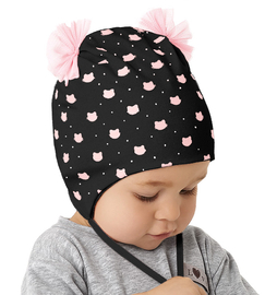 Czapka dla dziewczynki, wiosenna-jesienna, czarna, Sibilla,  44-46cm