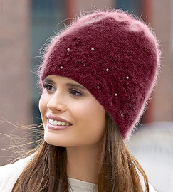 Czapka zimowa z angory, Igreja, bordowy, 56-58 cm