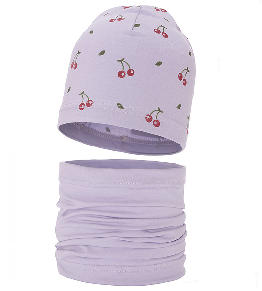 Komplet wiosenny-jesienny, dla dziewczynki, czapka i komin, Recise, fioletowy, 50-52 cm