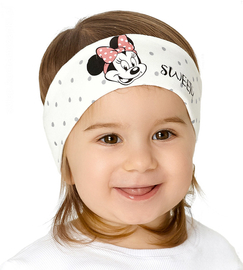 Opaska dla dziewczynki z myszką Minie, bawełniana, biała mleczna, 46-50 cm