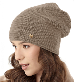 Czapka zimowa, damska smerfetka, Angoule, beżowa, 55-57 cm