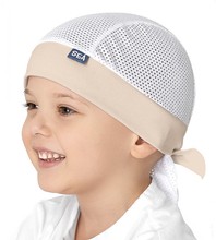 Bandamka, chusta na głowę dla chłopca z siateczki, Mornar, beżowy jasny, 44-50 cm