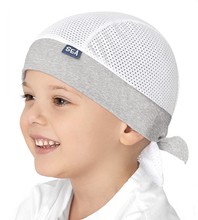 Bandamka, chusta na głowę dla chłopca z siateczki, Mornar, szary melanż, 44-50 cm