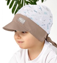 Bandamka dla chłopca, chustka na głowę, z daszkiem, Hesail, beżowa, 52-54 cm