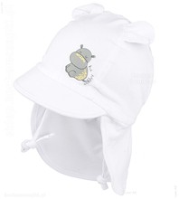 Bawełniana biała czapka na lato safari, wiązana Popotino rozm. 44-48cm