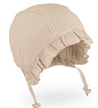 Bonetka z muślinu, czapka na lato dla dziewczynek, beżowa, Cristina, 40-42 cm