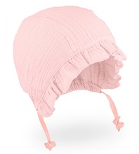 Bonetka z muślinu, czapka na lato dla dziewczynek, jasnoróżowa, Cristina, 40-42 cm