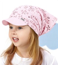 Chustka z daszkiem dla dziewczynki, chustka na gumce, różowa, Henny, 46-50 cm