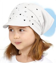 Chustka z daszkiem, na gumce, na głowę dla dziewczynki, Bongra, biały, 52-54 cm