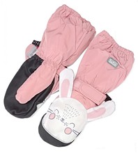 Ciepłe, wodoodporne rękawiczki dla dziewczynki Króliczki rozm: 3-5 lat