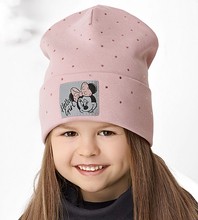 Czapka dla dziewczynki, bawełniana, jesień/zima, Enoia, różowa, 51-54cm