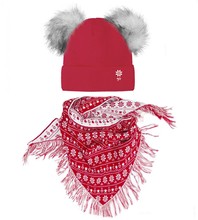 Czapka i chusta zimowa, Cadina, czerwony, 50-54 cm